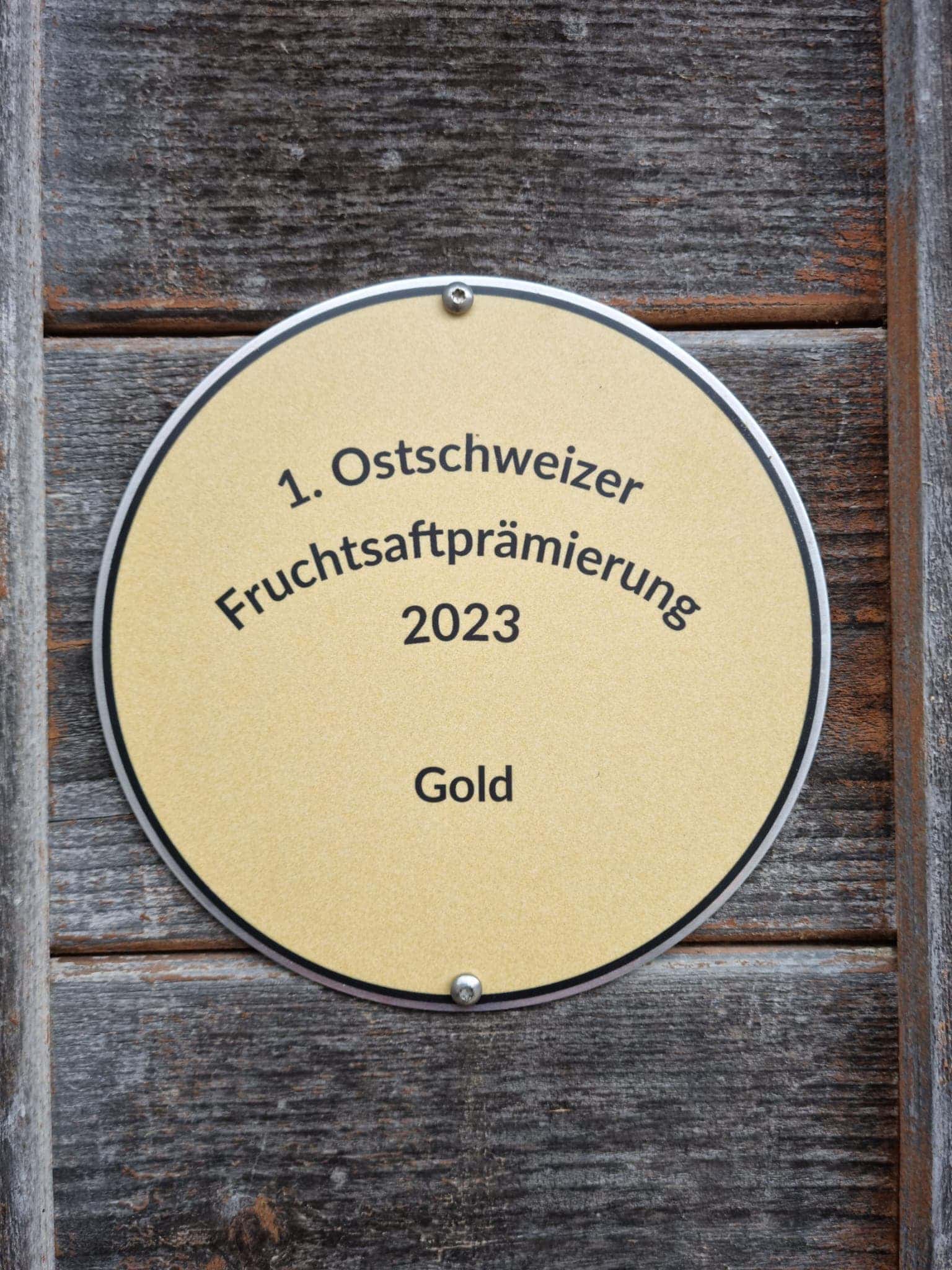 Goldmedaille der 1. 'Ostschweizer Fruchtsaftprämierung'